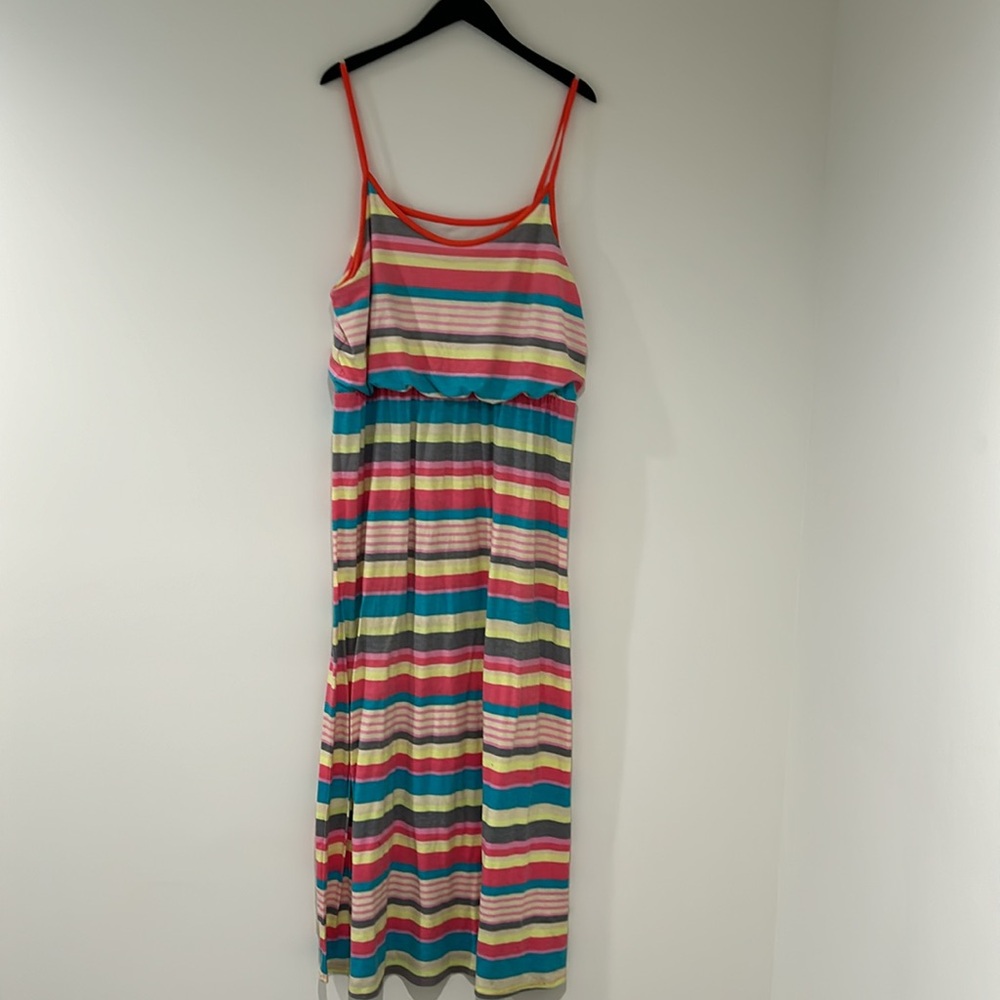 Multi color maxi dress with spaghetti strips